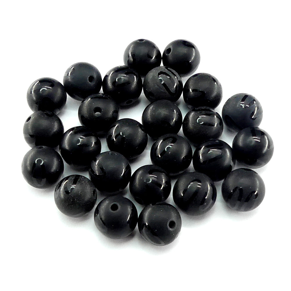 Ronde 8 - Agate naturelle teint noir à rayures ( 10 pces)