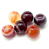 Ronde 8 - Agate Naturelle Rayée rouge foncé (10 pces)