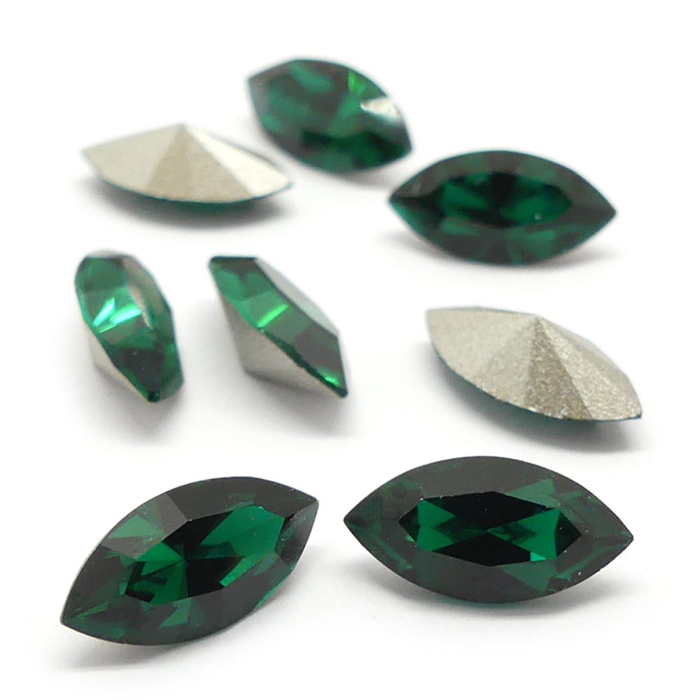 Navette 10 x 5 mm - Emeraude (1 pce)