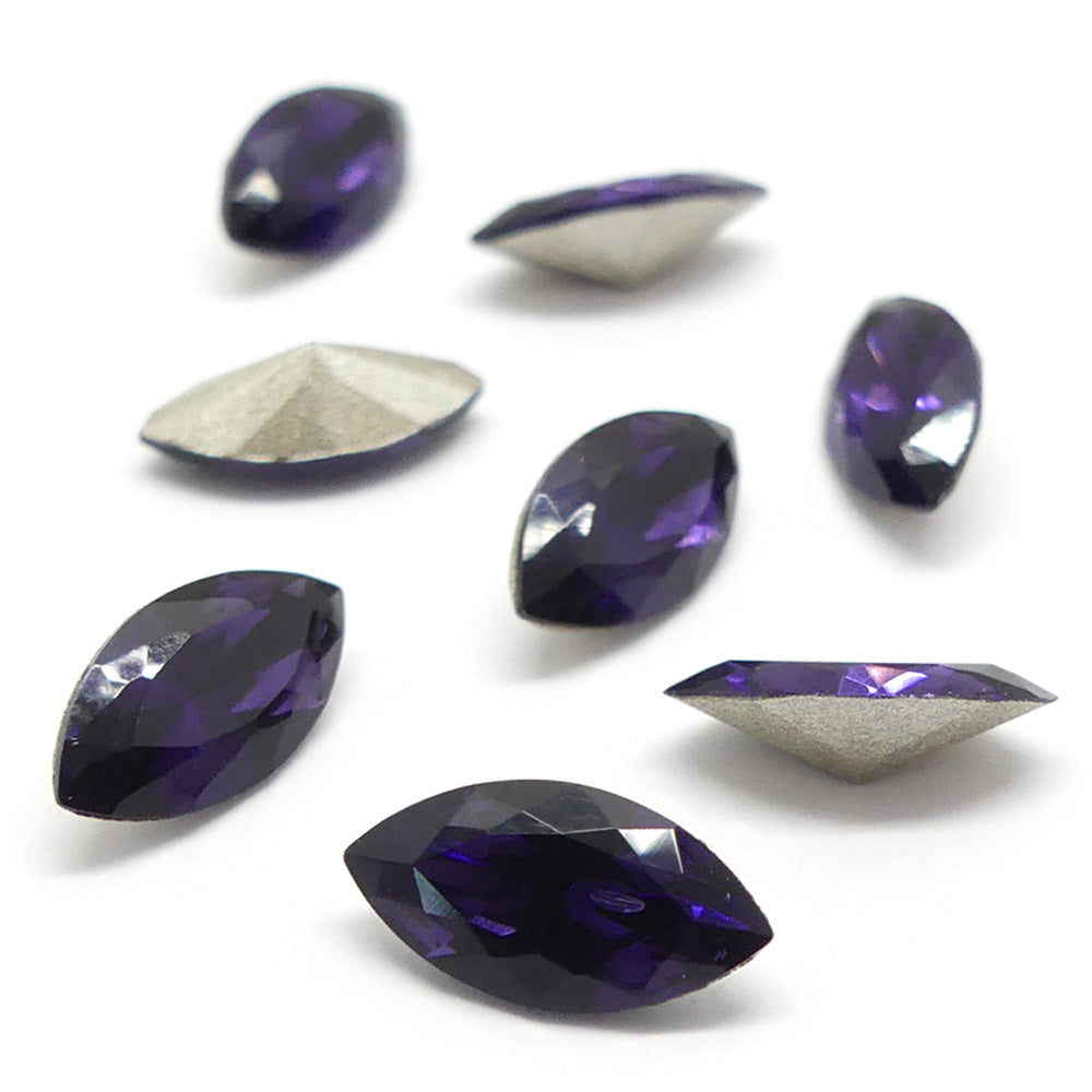 Navette 10 x 5 mm - Velours violet (1 pce)