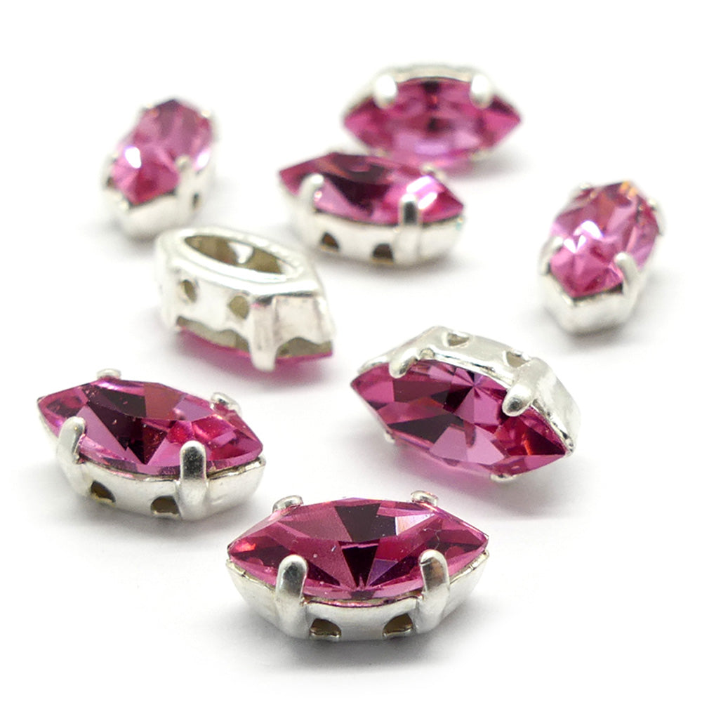 Navette montée 10 x 5 mm - Rose  (1 pce)