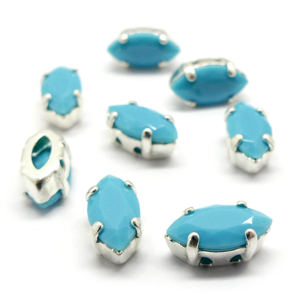 Navette montée 10 x 5 mm - Turquoise (1 pce)