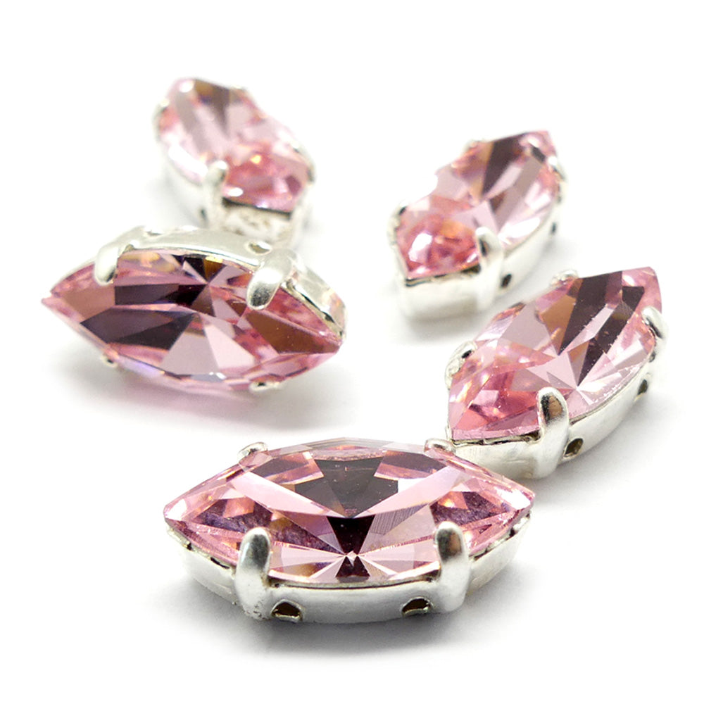 Navette montée 15 x 7 mm - Rose clair (1 pce)
