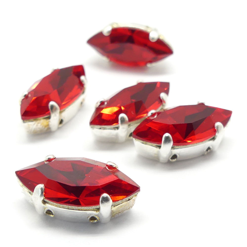 Navette montée15 x 7 mm  - Siam clair (1 pce)