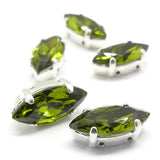 Navette montée 15 x 7 mm  - Olivine (1 pce)