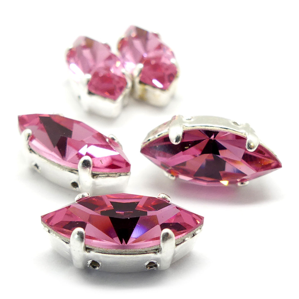 Navette montée 15 x 7 mm - Rose (1 pce)