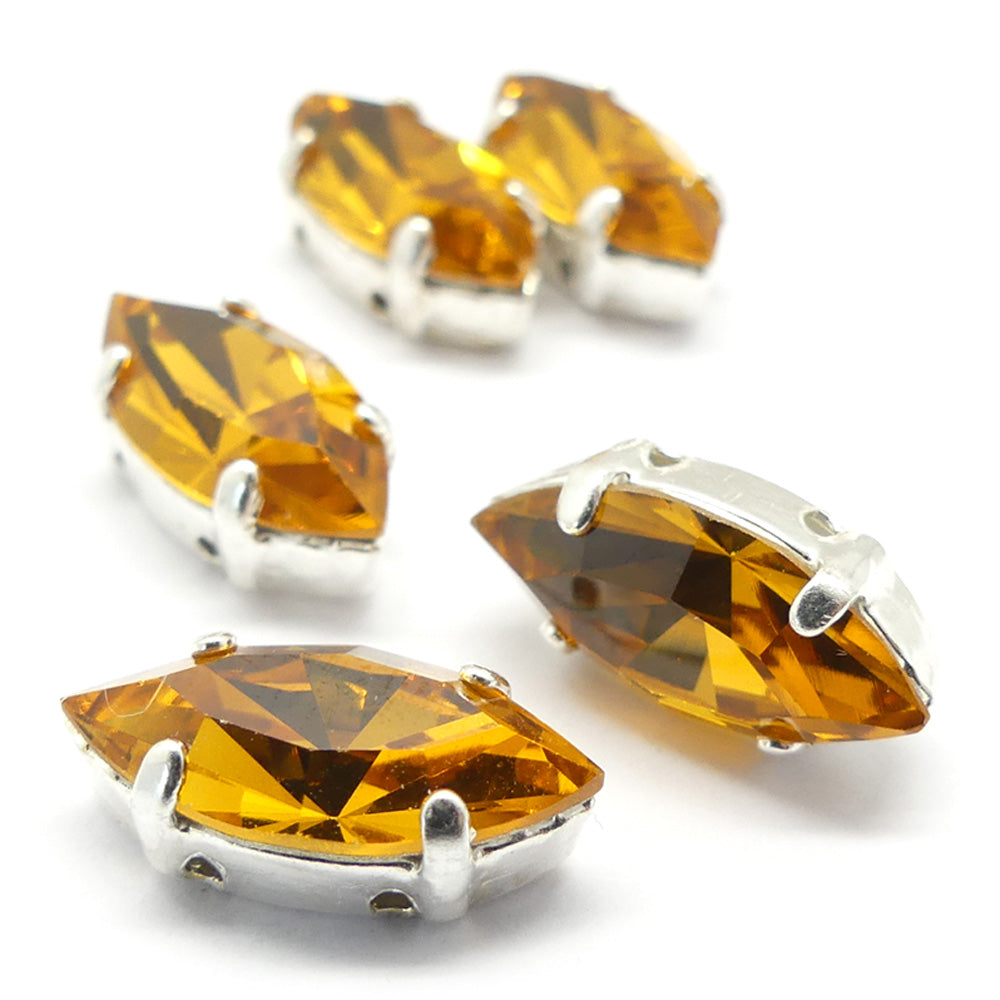 Navette montée 15 x 7 mm  - Topaze (1 pce)