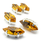 Navette montée 15 x 7 mm  - Topaze (1 pce)