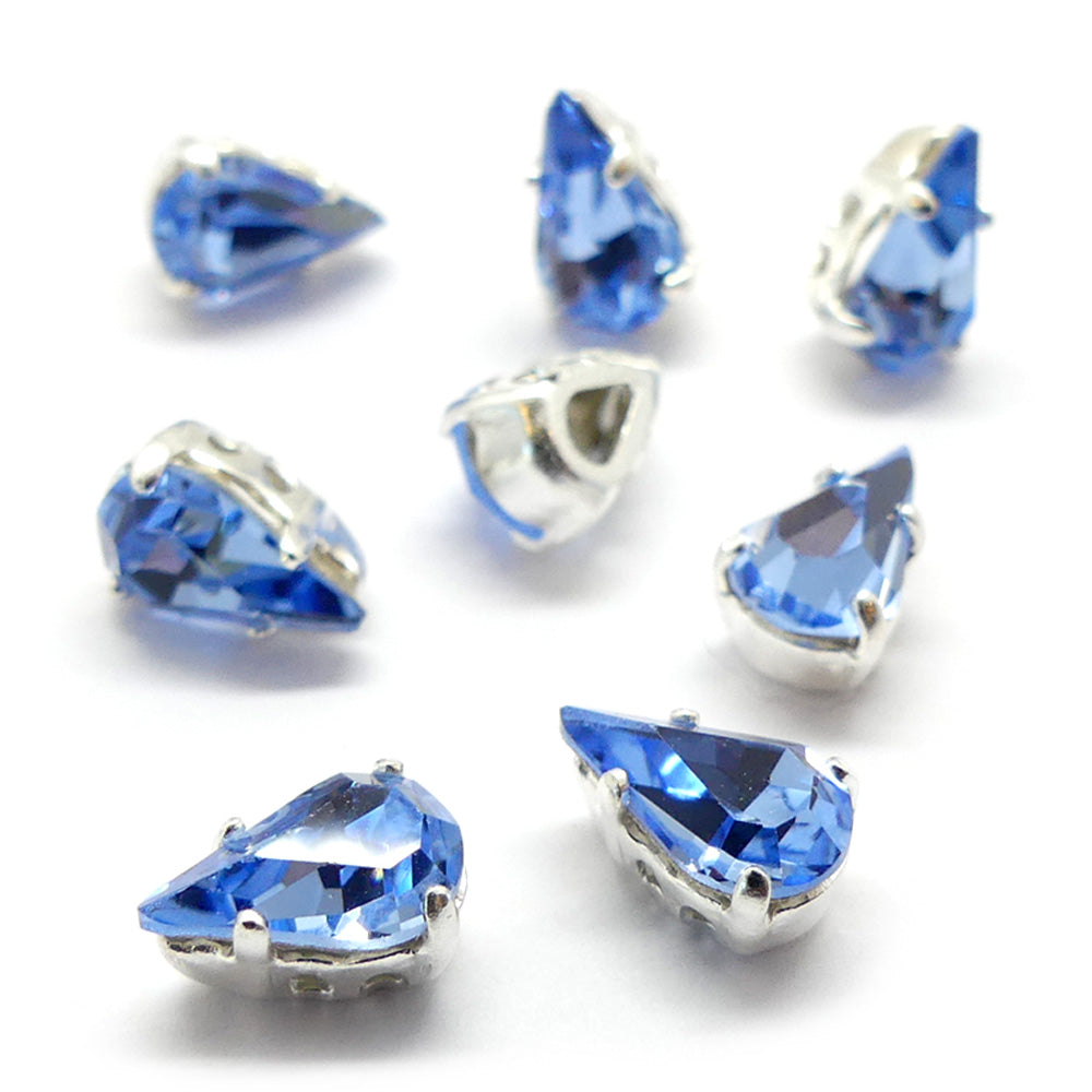 Poire montée 8 x 4.8 mm - Saphir clair (1 pce)