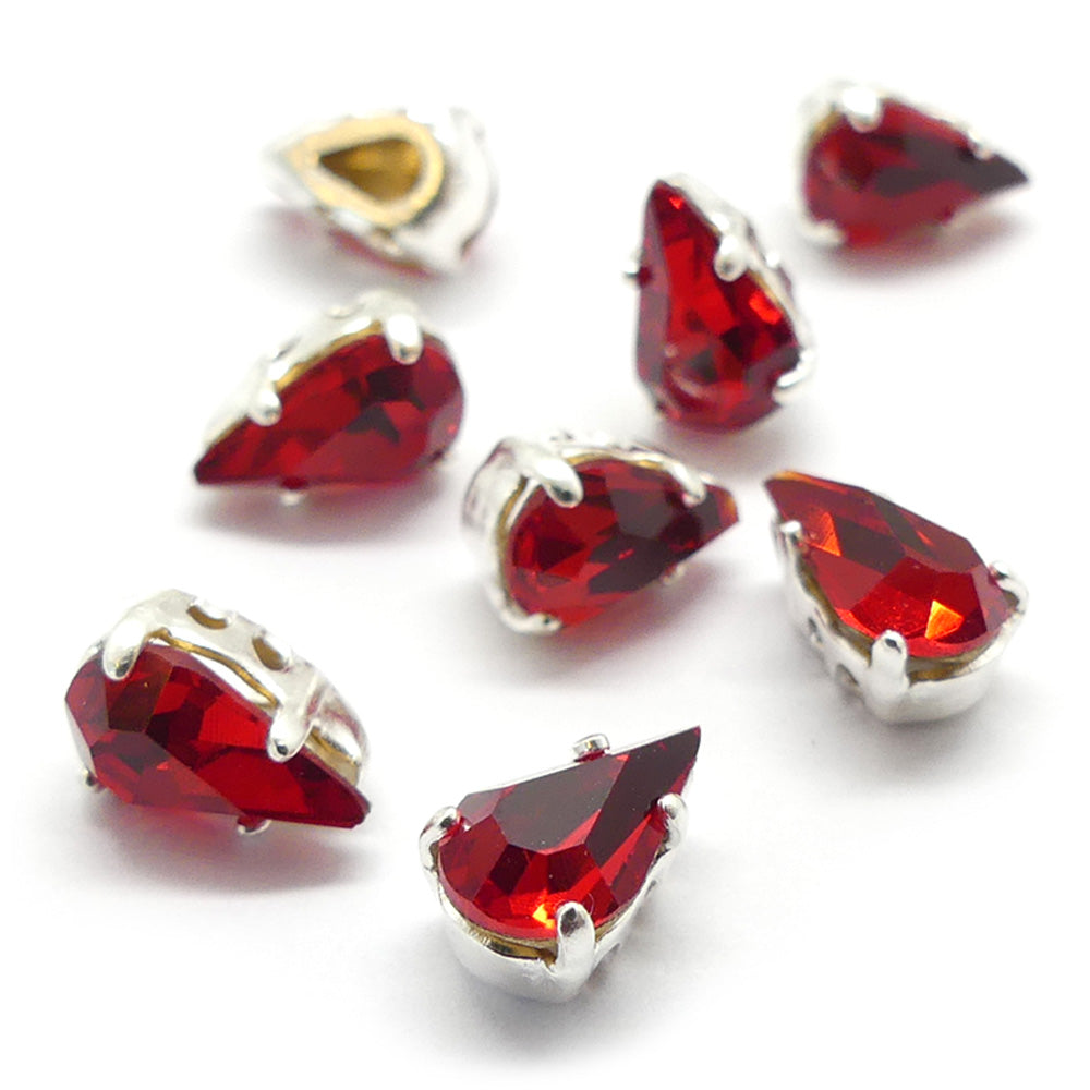 Poire montée 8 x 4.8 mm -Siam clair (1 pce)