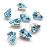 Poire montée 8 x 4.8 mm -  Aquamarine (1 pce)