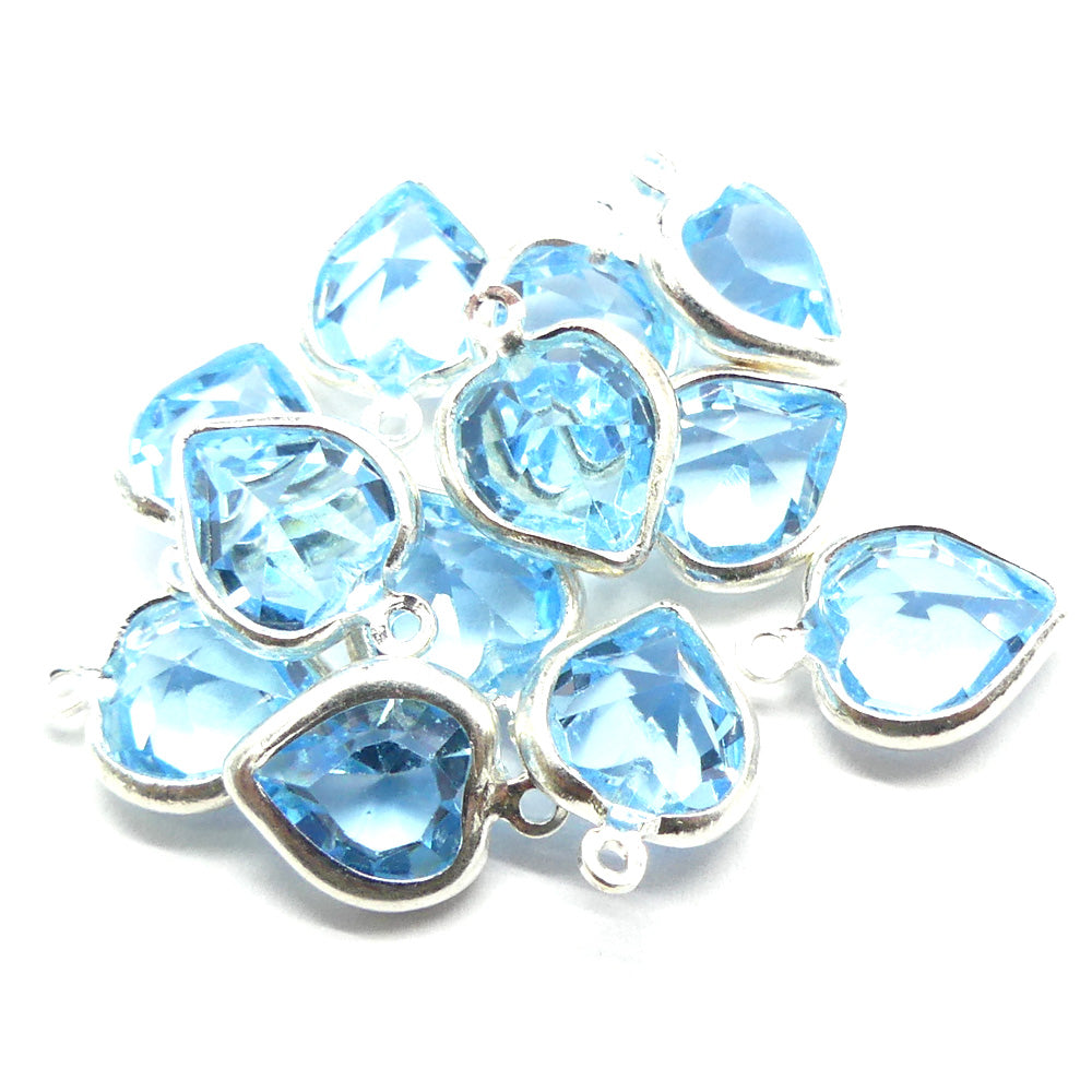 Coeur monté 8.8 x 8 mm pendentif - Aquamarine (1 pce)