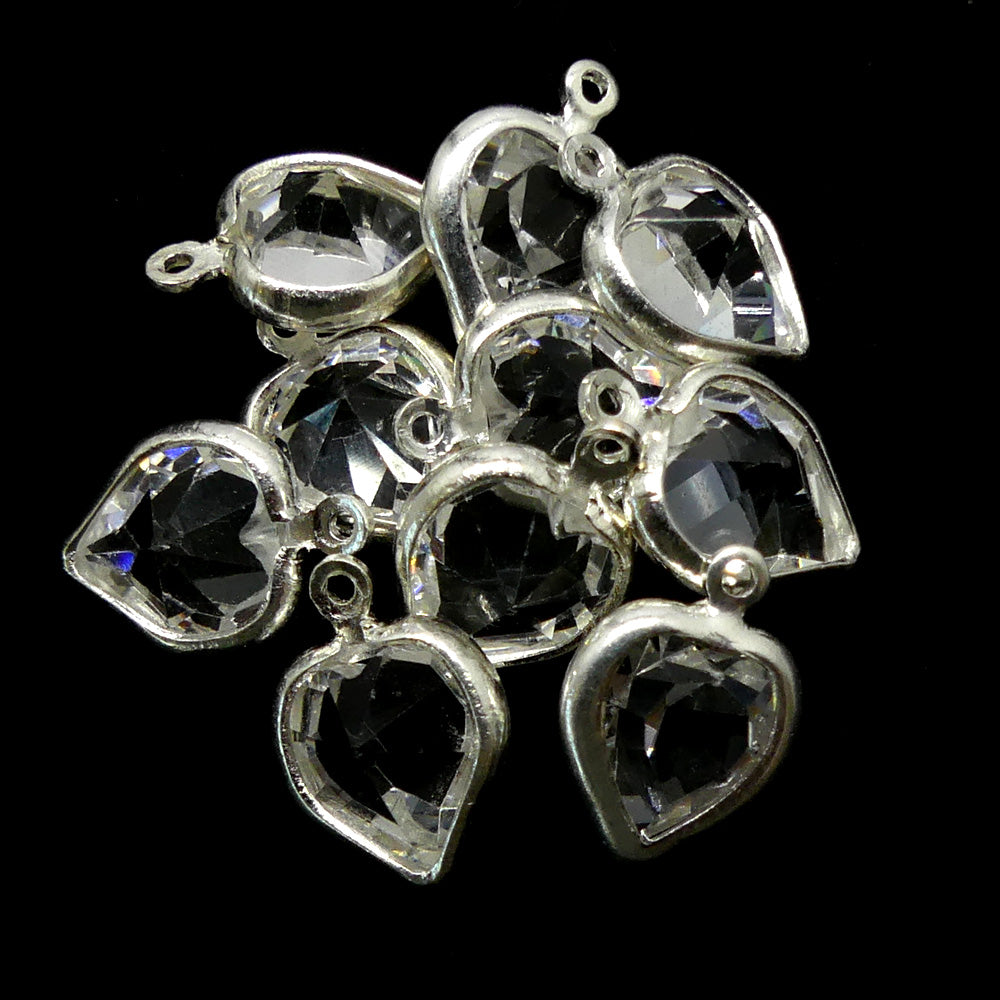 Coeur monté 8.8 x 8 mm pendentif - Cristal (1 pce)