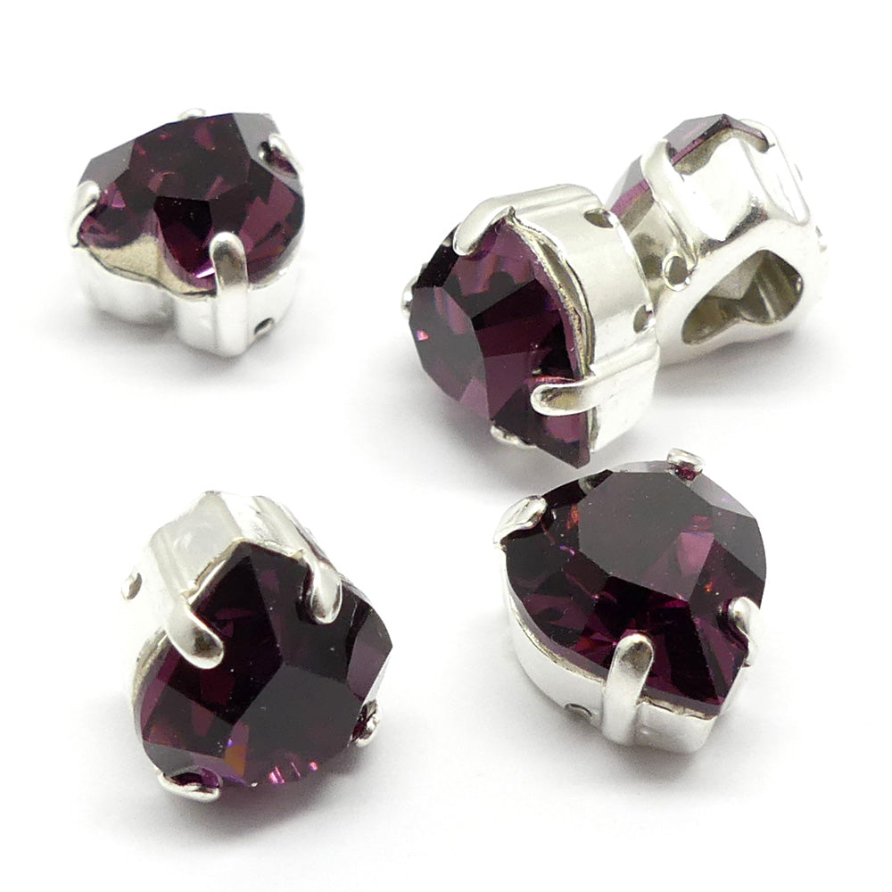 Coeur monté 11 x 10 mm - Améthyste (1 pce)