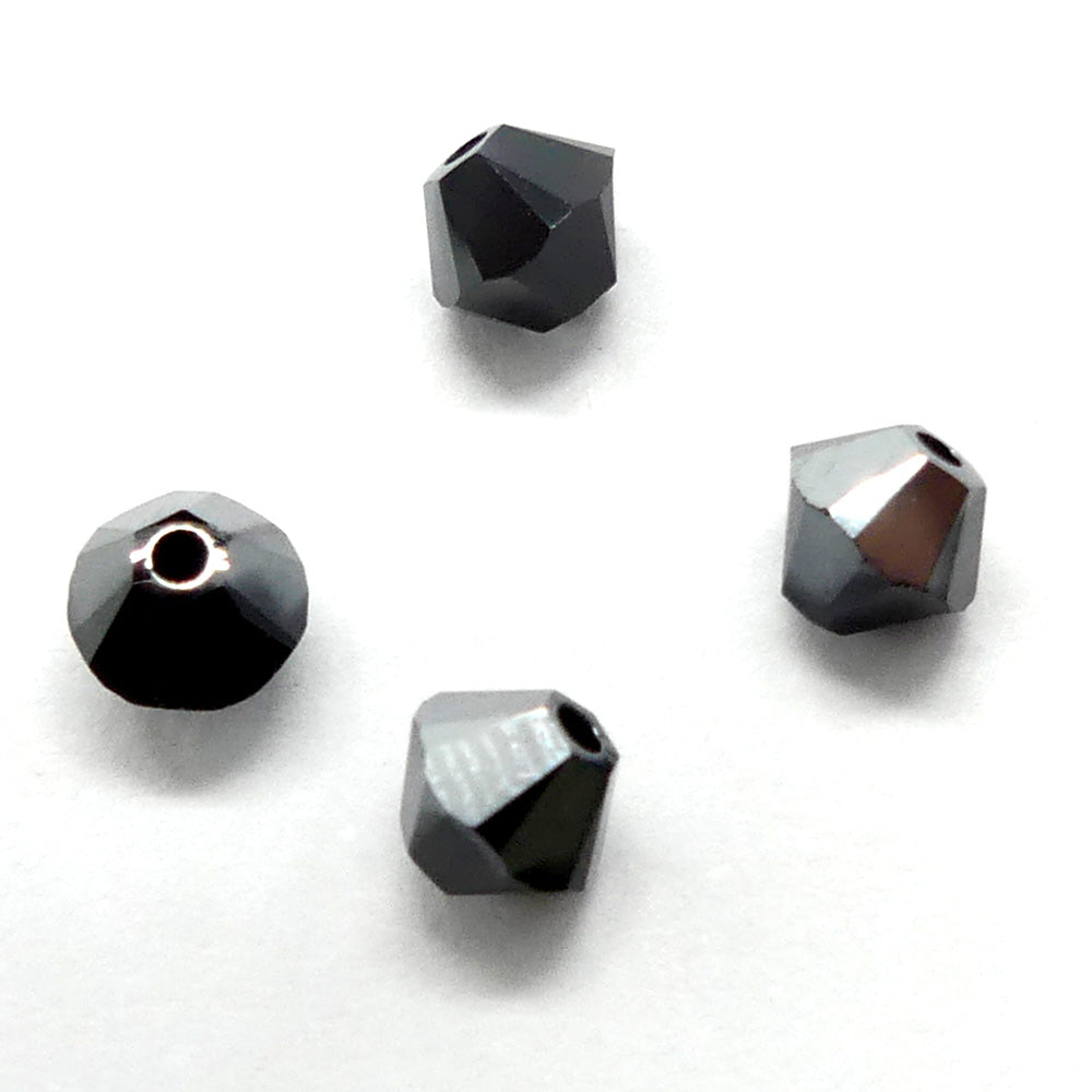 Bicone 4 - Jet Hematite (25 pces)