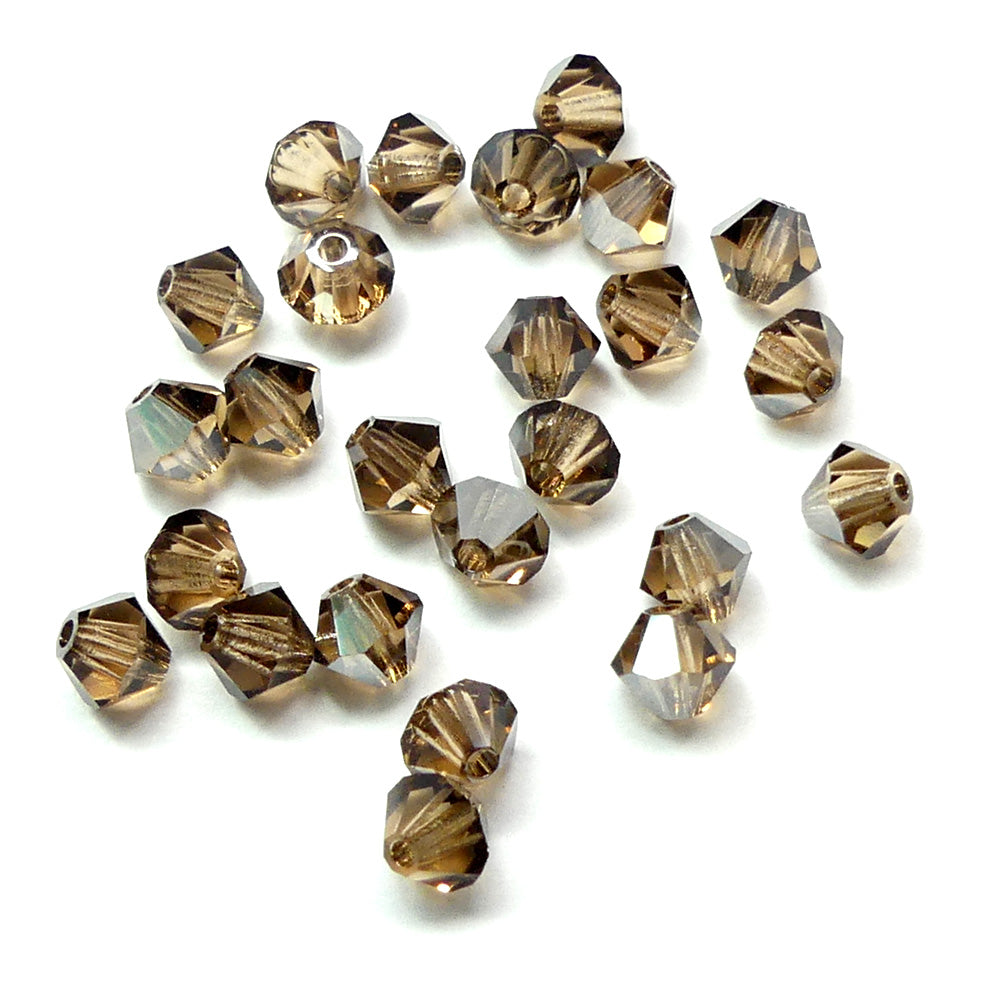 Bicone 4 - Topaze Satin Fumé Claire  (25 pces)