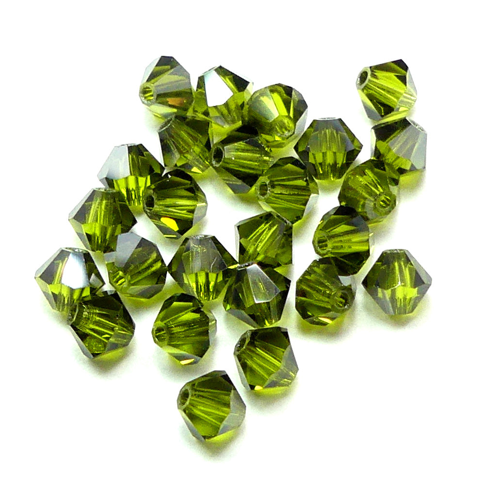 Bicone 4 - Olivine Satin (25 pces)