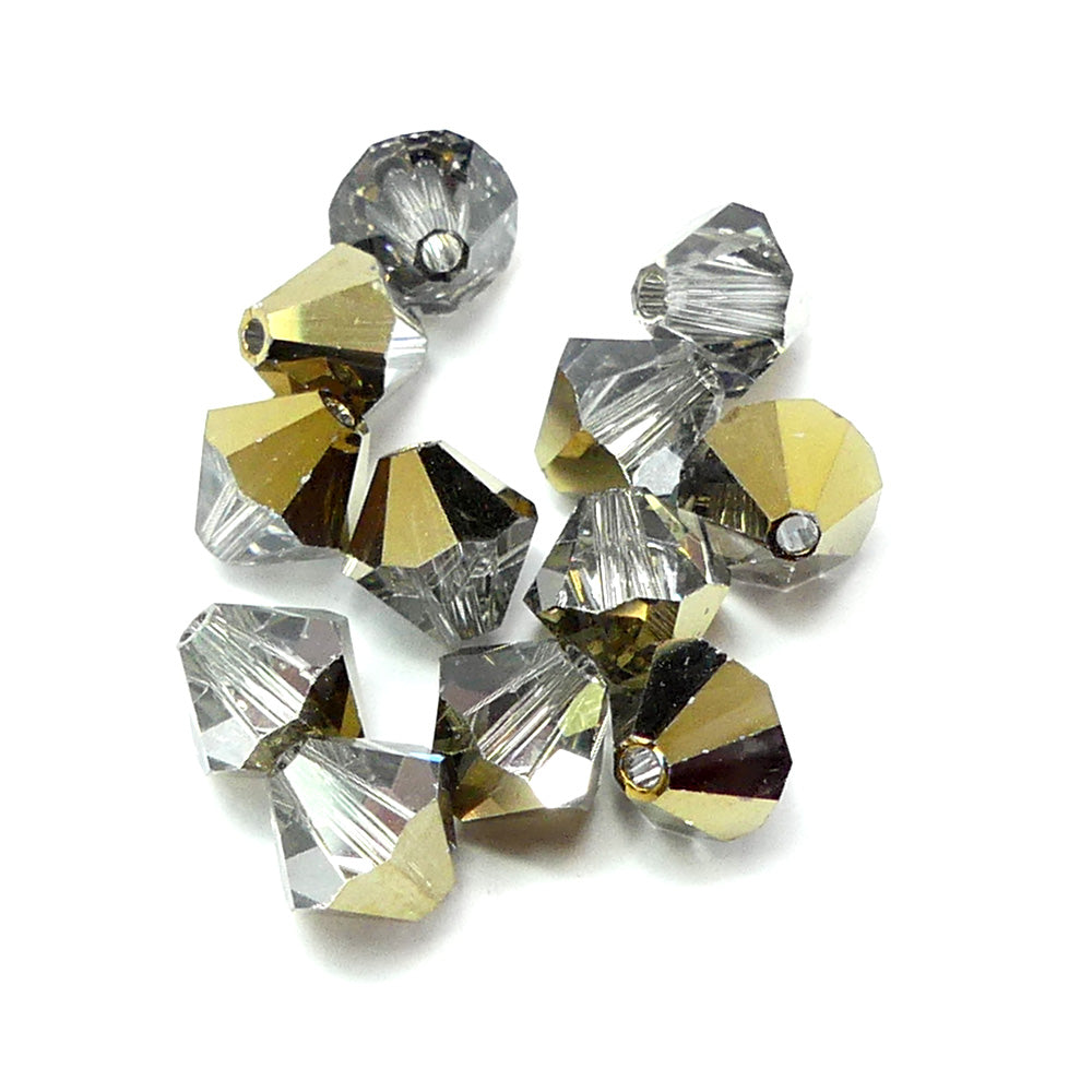 Bicone 6 - Black Diamond Dorado (12 pces)