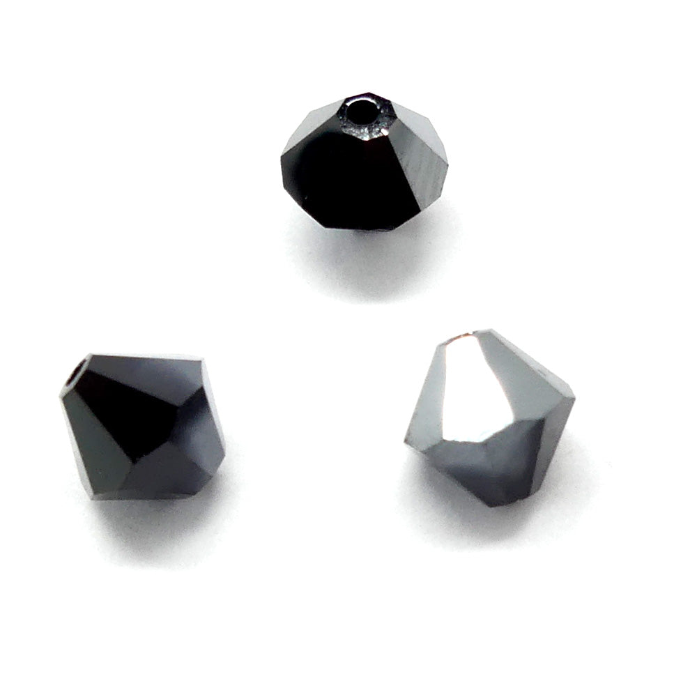 Bicone 6 - Jet Hematite (12 pces)