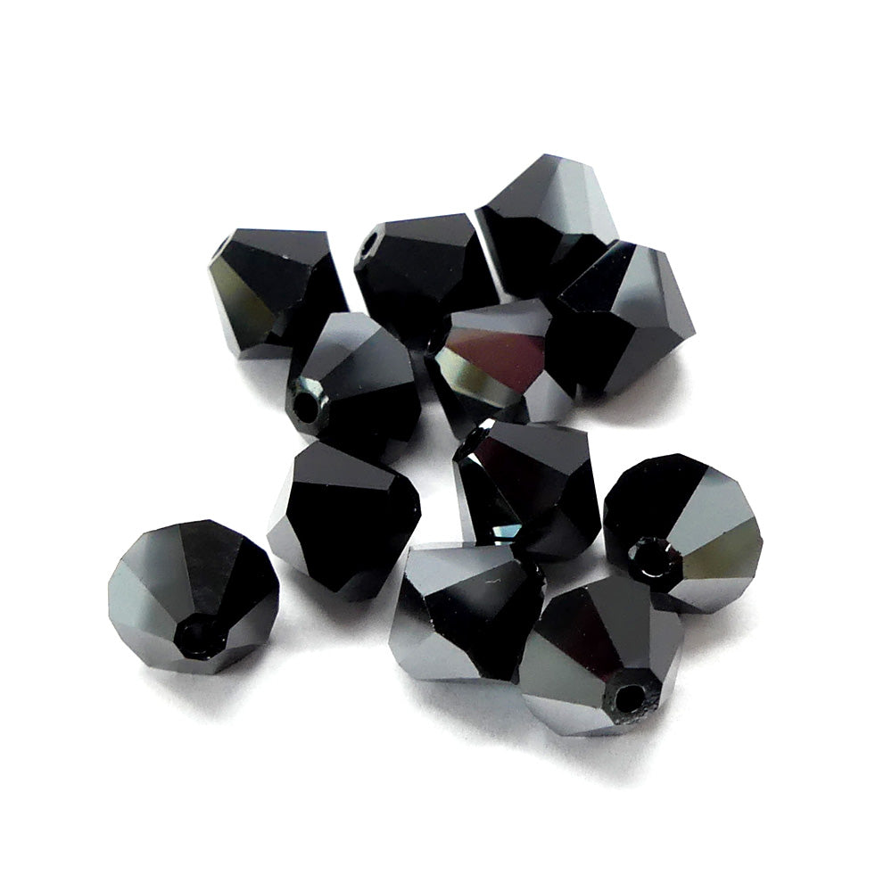 Bicone 6 - Jet Hematite (12 pces)