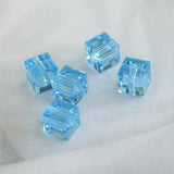 Cube 4mm , Aquamarine , (5pces)