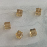 Cube 4mm , Light Colored Topaze  (5pces)
