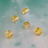 Cube 4mm , Light Topaze AB (5pces)