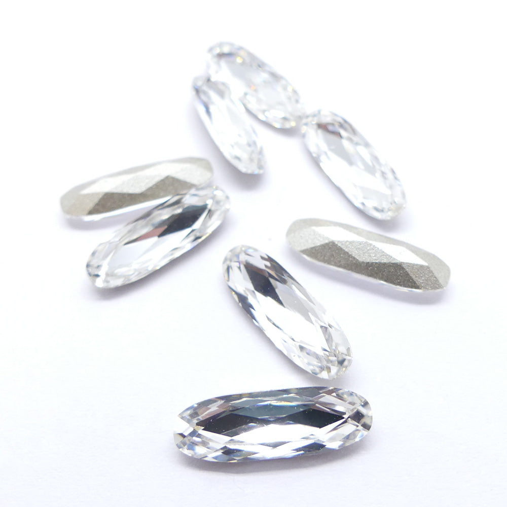 Cabochon - Long ovale 15 x 5 mm - Cristal (1 pièce)