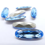 Long Ovale 21 x 7 mm -  bleu Aquamarine 