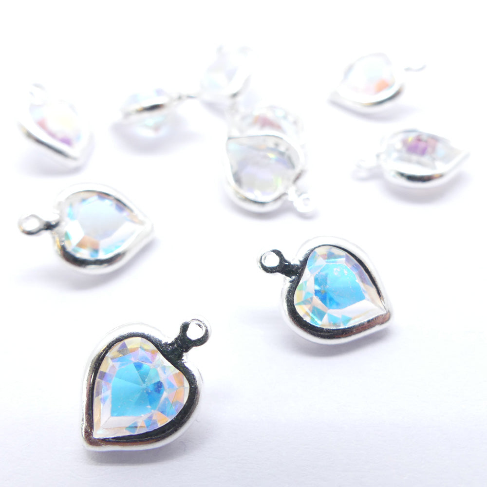 Coeur monté 8.8 x 8 mm pendentif - Cristal AB (1 pce)