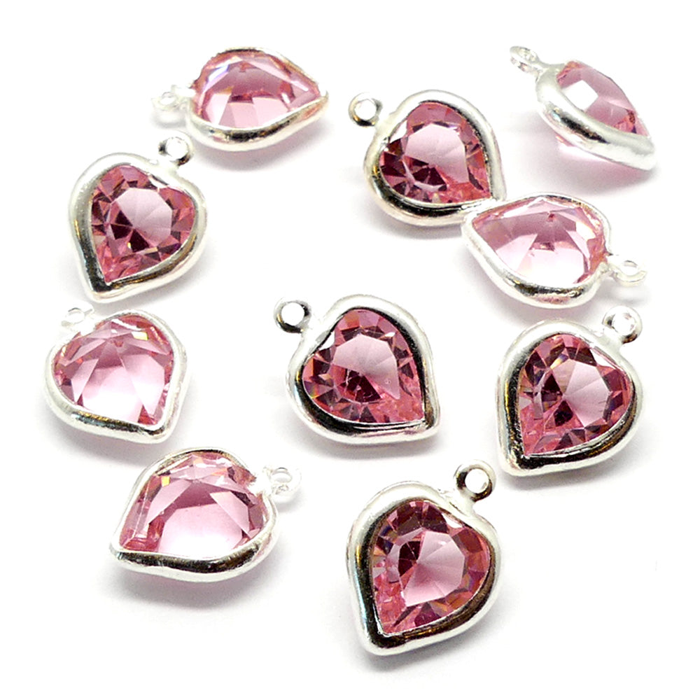 Coeur monté 8.8 x 8 mm pendentif - Rose clair (1 pce)