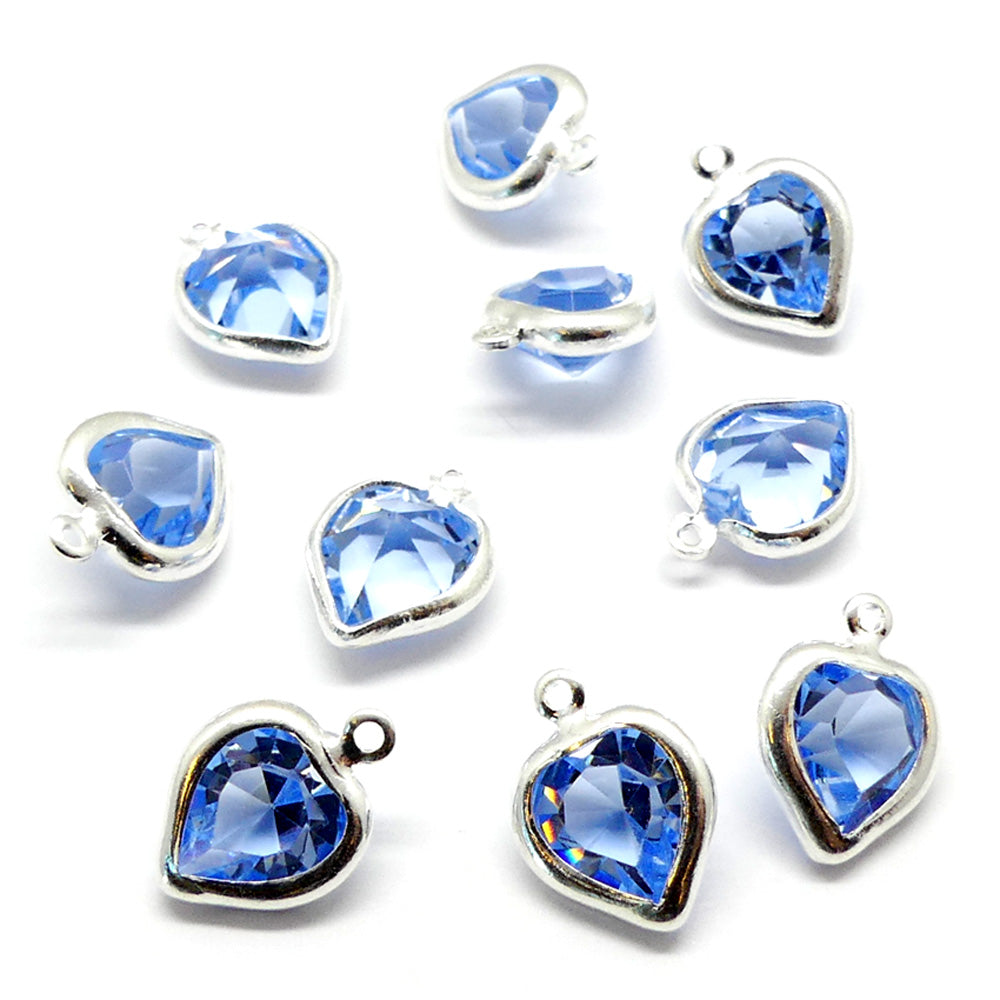 Coeur monté 8.8 x 8 mm pendentif - Saphir clair (1 pce)