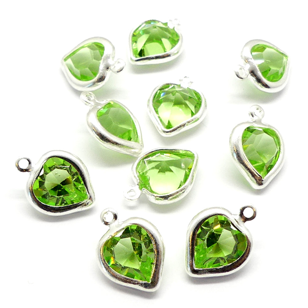 Coeur monté 8.8 x 8 mm pendentif - Peridot (1 pce)