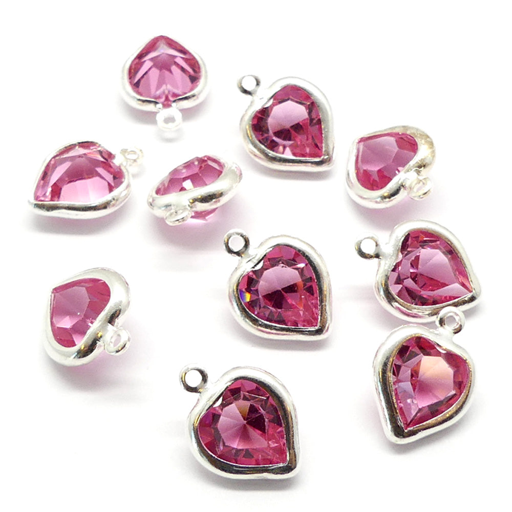 Coeur monté 8.8 x 8 mm pendentif - Rose (à la pièce)