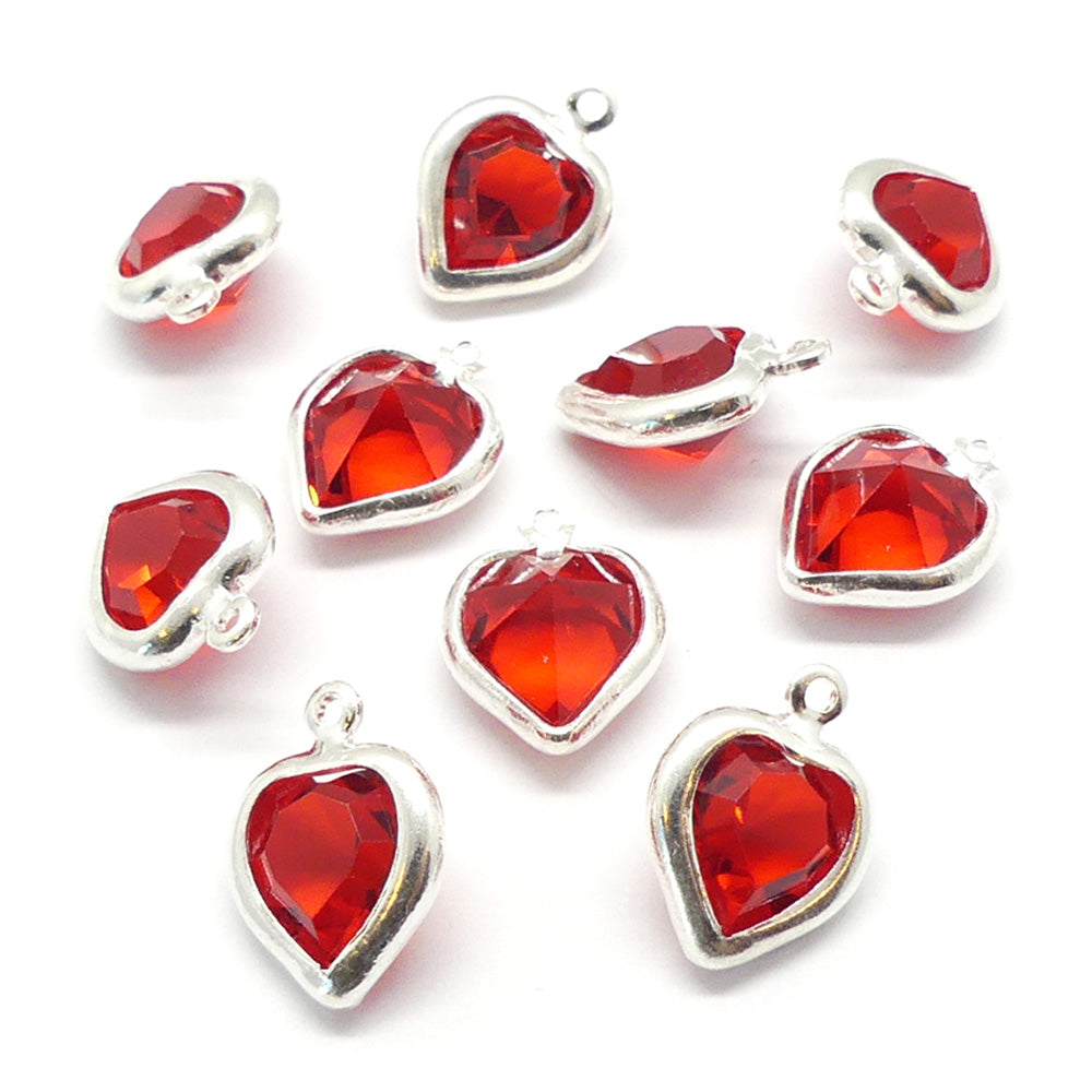 Coeur monté 8.8 x 8 mm pendentif - Siam (1 pce)