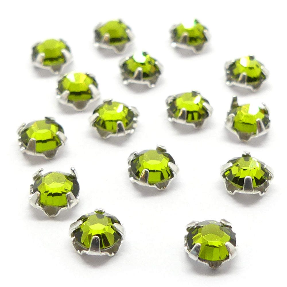 Rose Xilion HF montée 4 mm - Olivine (10 pces)