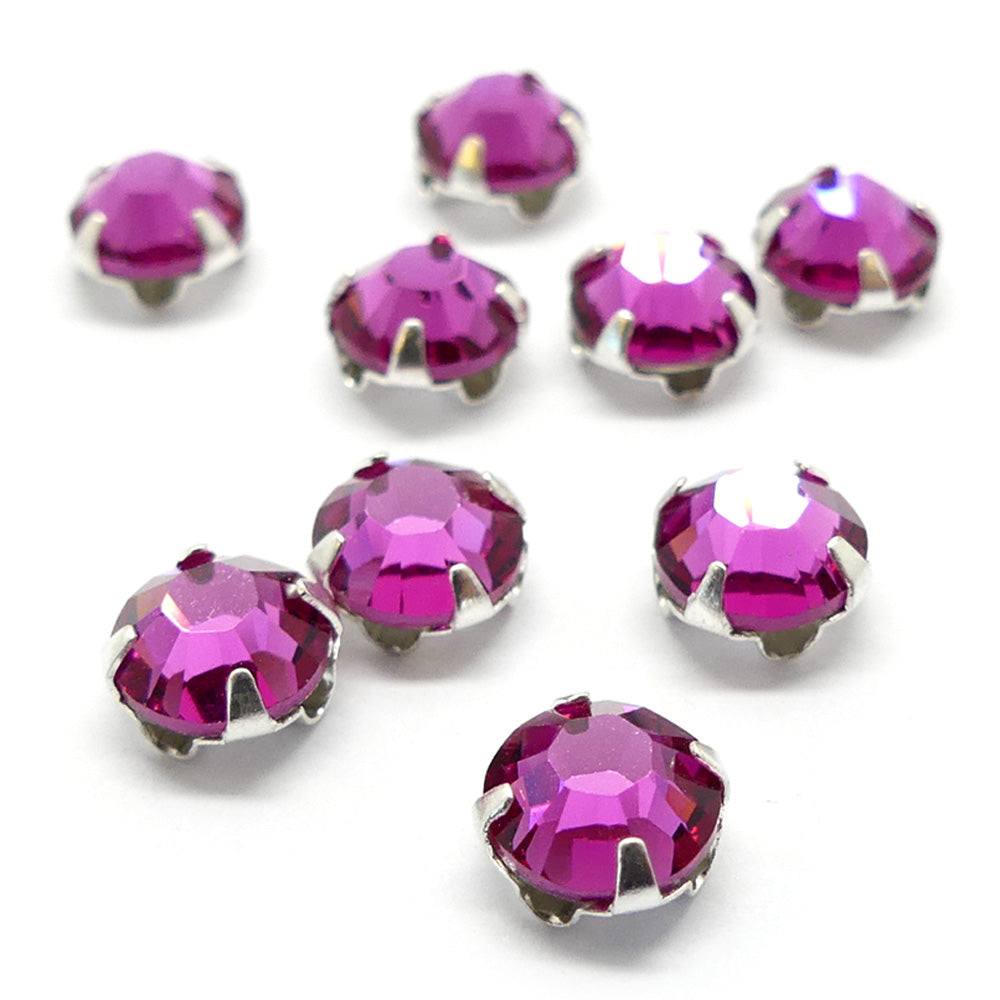 Rose Xilion HF montée 4 mm - Fuchsia (10 pces)