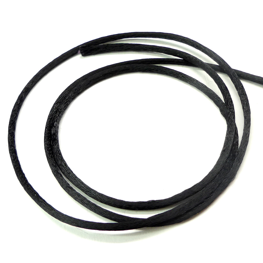 Cordon de satin - Noir 3 mm (à la pièce)