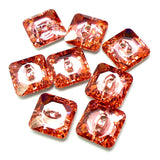 Bouton carré 12 - Rose - Orange - Padparadscha (1 pce)
