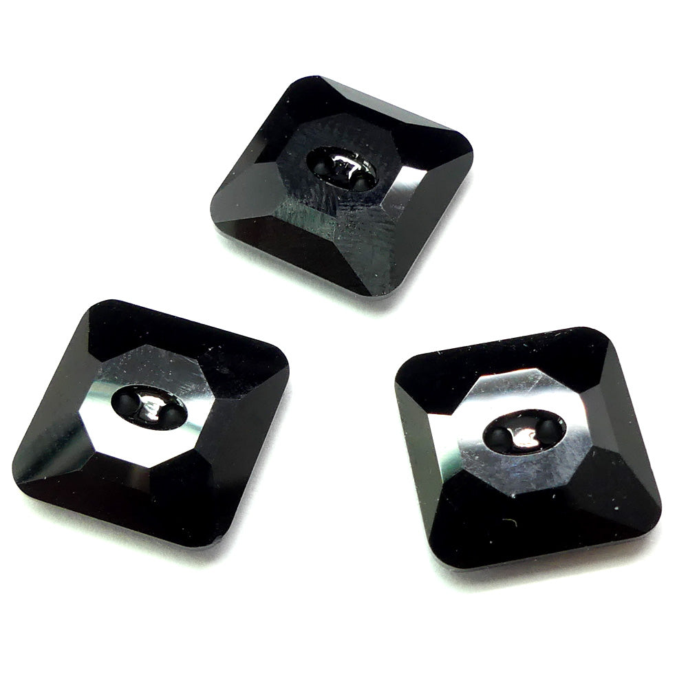 Bouton carré 16 - Noir - Jet (1 pce)