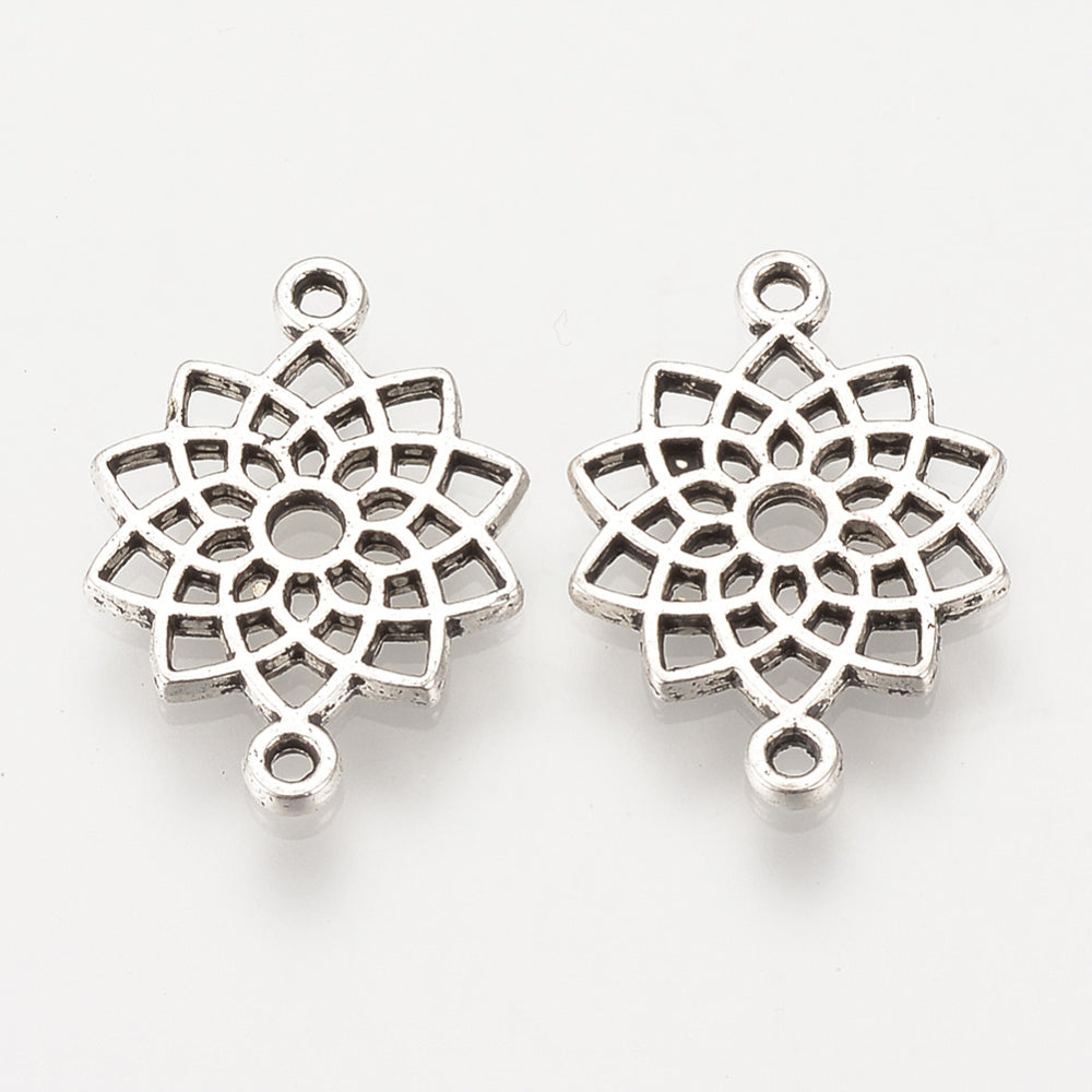 Connecteurs de liens "Fleur"- Argent antique (2pces)