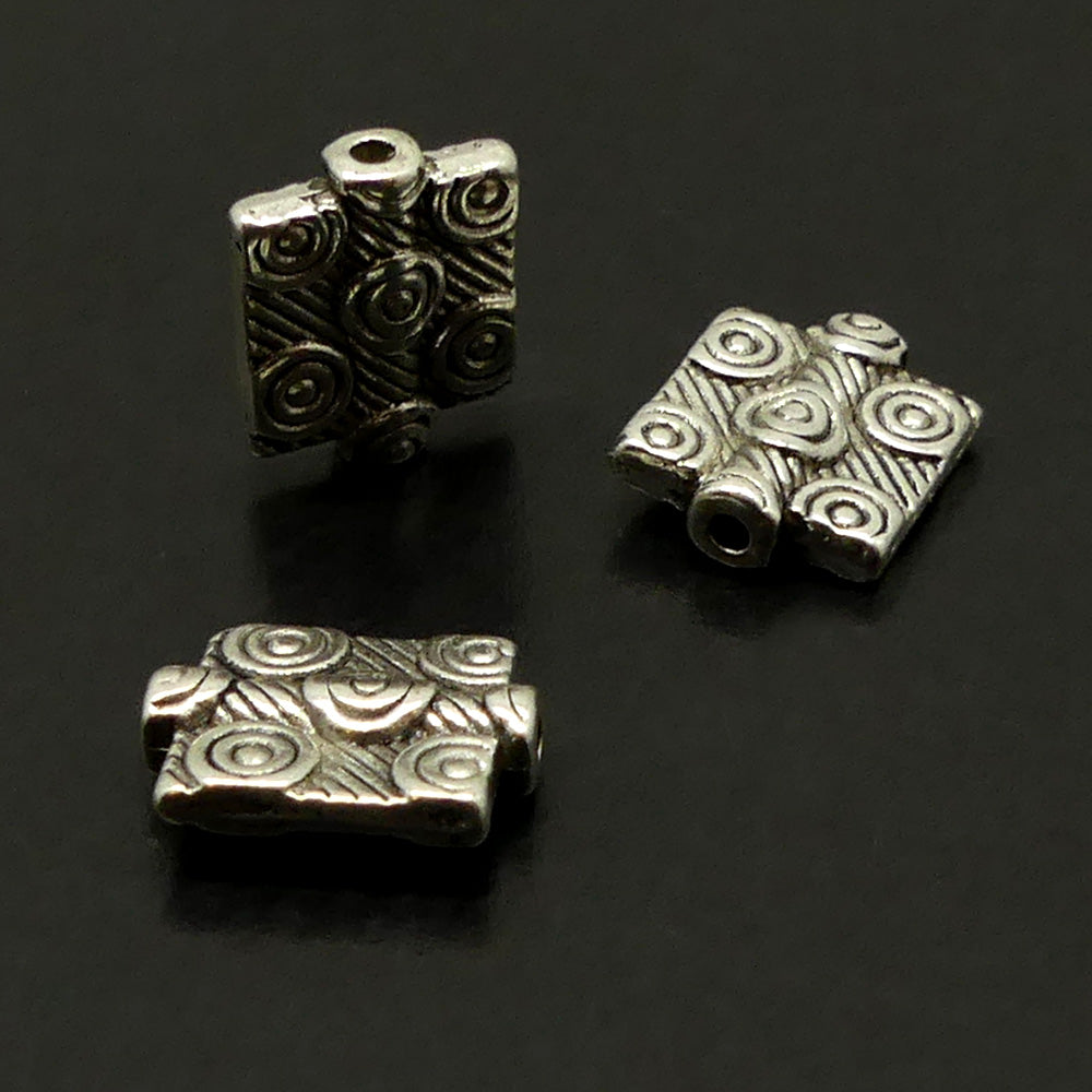 Perle Rectangulaire 12x10 mm -Argenté (10 pces)