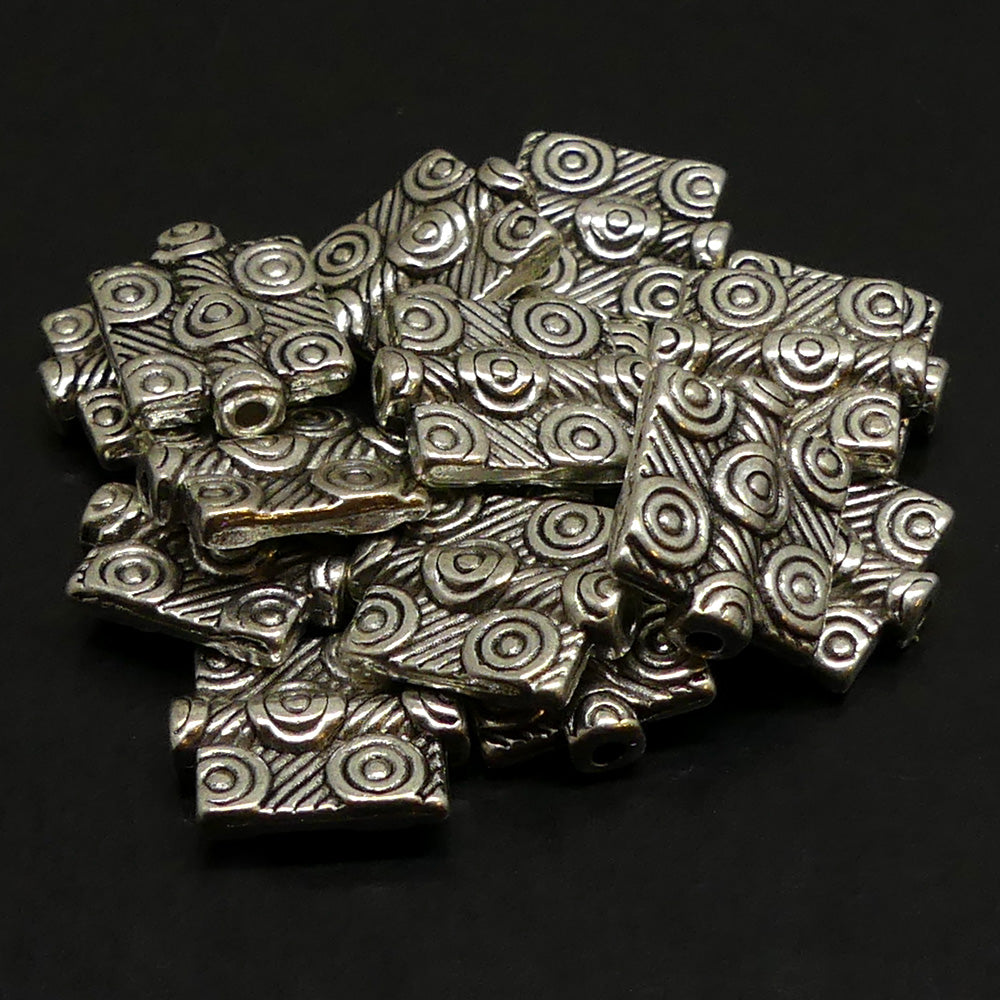 Perle Rectangulaire 12x10 mm -Argenté (10 pces)