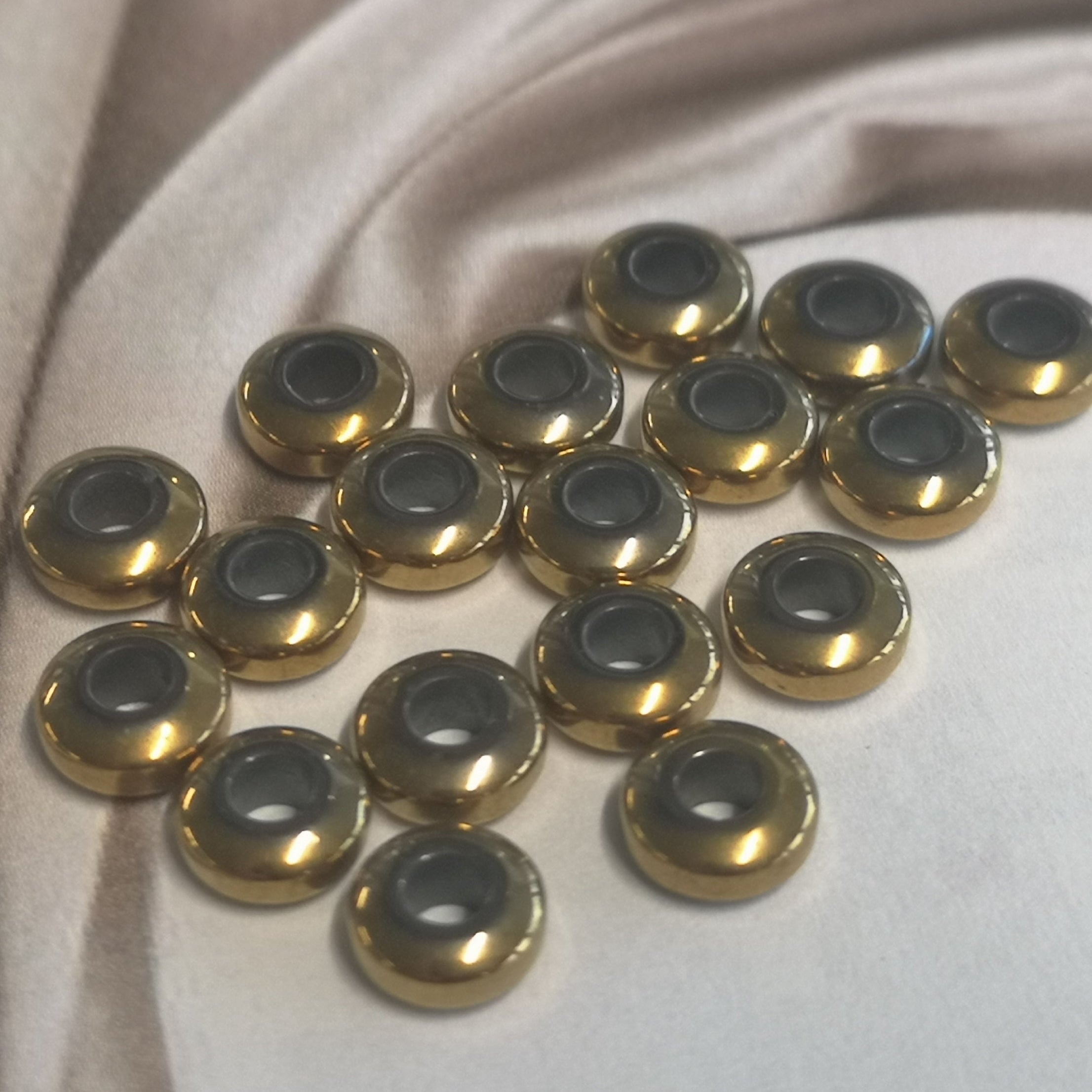 Perle Heishi - Hématite synthétique dorée (10 pces)