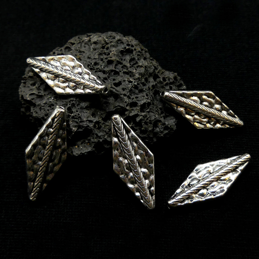 Tube losange  21 mm  - Argenté (5 pièces)