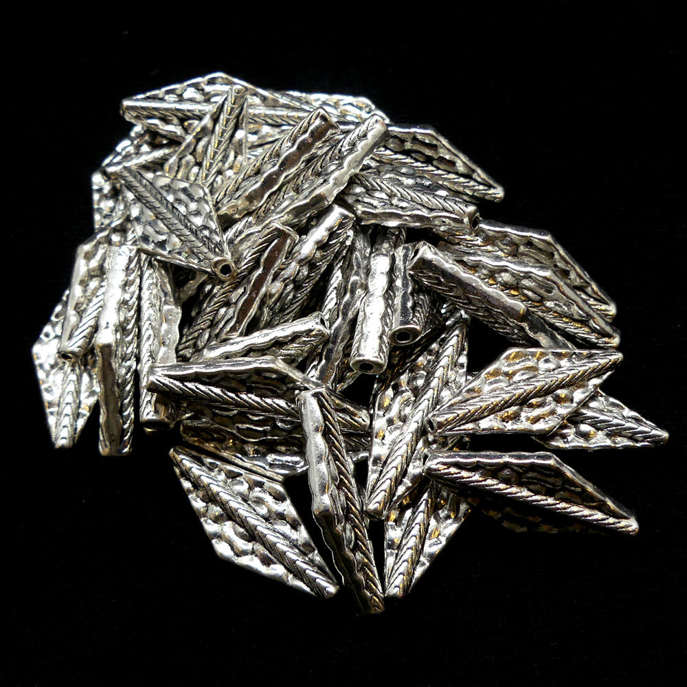 Tube losange  21 mm  - Argenté (5 pièces)