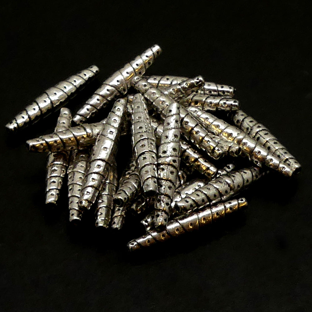 Tube "Roulé" style Tibet 25 mm - Argent antique ( 10 pces)