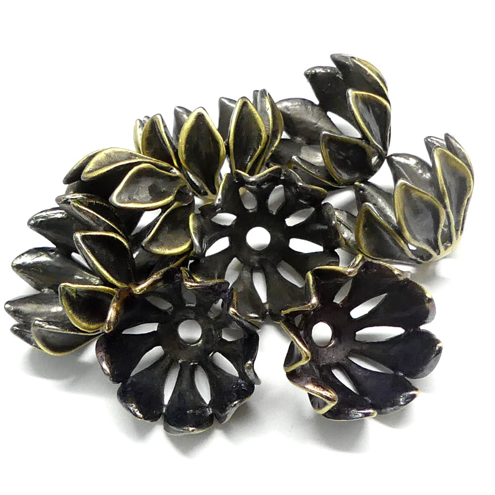 Couvre-Perle fleur 16 mm -  Bronze (1 pce)