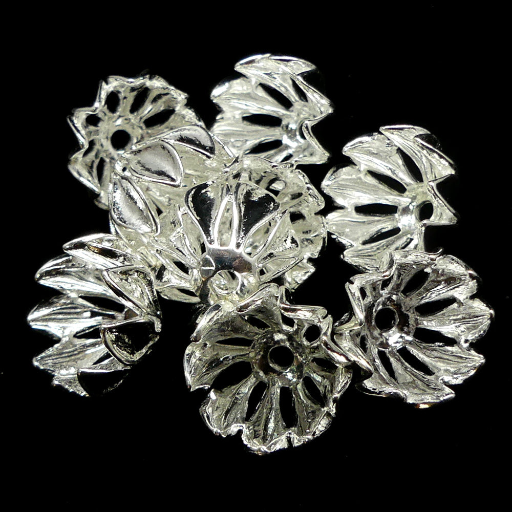 Couvre-Perle fleur 16 mm - Argenté (à la pièce)