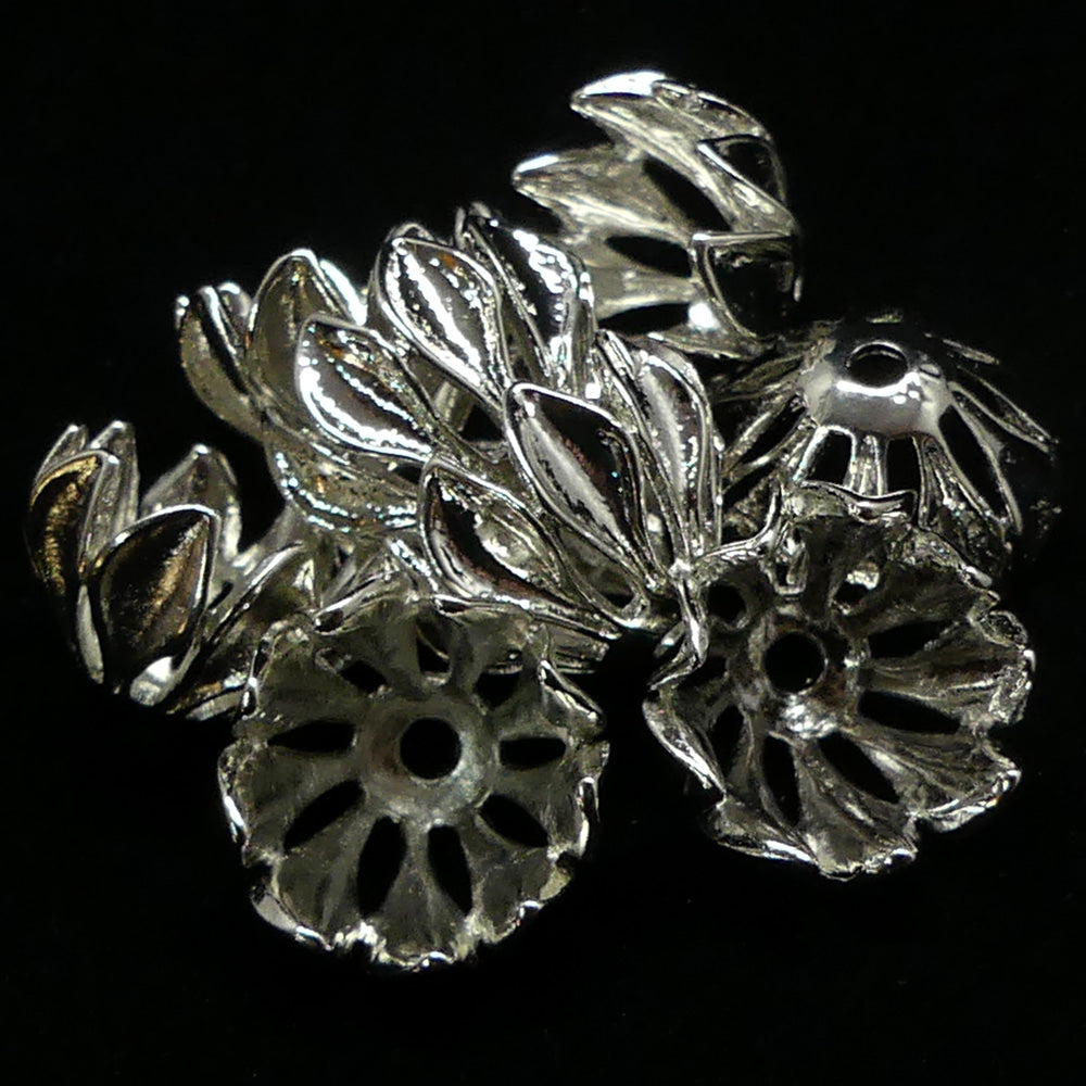 Couvre-Perle fleur 16 mm - Argent antique (1 pce)